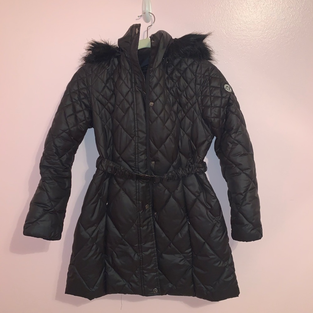 Guess faux fur hooded mid length jacket